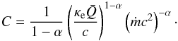 \appendix \setcounter{section}{1} \begin{equation} \label{blansko} C=\frac{1}{1-\alpha}\zav{\frac{\kappa_{\rm e}\bar Q}{c}}^{1-\alpha} \zav{\dot m c^2}^{-\alpha}\cdot \end{equation}