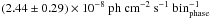 Mathematical equation: \hbox{$(2.44 \pm 0.29) \times 10^{-8}~\mathrm{ph~cm^{-2}~s^{-1}~bin^{-1}_{phase}}$}