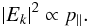 Mathematical equation: \begin{equation} \label{28} |E_{k}|^{2}\propto p_{\parallel}. \end{equation}