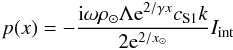 \appendix \setcounter{section}{1} \begin{equation} p(x)=-\frac{{\rm i}\omega\rho_{\odot}\Lambda {\rm e}^{2/\gamma x}c_{\rm S1}k}{2{\rm e}^{2/x_{\odot}}}I_{\rm int} \label{eq:A1} \end{equation}