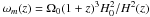 \hbox{$\omega _m (z) = \Omega_0 (1+z)^3H_0^2/H^2(z)$}