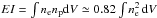 Mathematical equation: \hbox{$EI = \int n_{\rm e} n_{\rm p} {\rm d}V \simeq 0.82 \int n^{2}_{\rm e}\, {\rm d}V$}