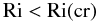 Mathematical equation: % subequation 2086 0 \begin{equation} {\rm Ri} < {\rm Ri(cr)} \end{equation}