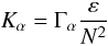 Mathematical equation: % subequation 556 5 \begin{equation} \label{eq6} K_\alpha =\Gamma _\alpha \frac{\varepsilon }{N^2} \end{equation}