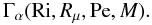 Mathematical equation: % subequation 556 7 \begin{equation} \label{eq8} \Gamma _\alpha ({\rm Ri}, R_\mu, {\rm Pe}, M). \end{equation}