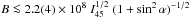 Mathematical equation: \hbox{$B\la 2.2(4)\times10^{8} \;I_{45}^{1/2}\;(1+\sin^2{\alpha})^{-1/2}$}