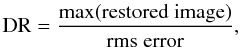 Mathematical equation: \begin{eqnarray} \label{equ_restored} restored\; image =& clean \; beam * model + residual \; image. \end{eqnarray}