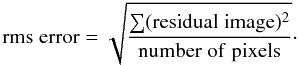 Mathematical equation: \begin{equation} \label{equ_dr} {\rm DR}=\frac{{\rm max(restored \;image)}}{{\rm rms \;error}}, \end{equation}