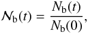 Mathematical equation: \begin{equation} \label{eq:nbin_norm} \Nbinnorm (t) = \frac{\Nbin (t)}{\Nbin (0)}, \end{equation}