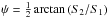Mathematical equation: \hbox{$\psi=\frac{1}{2}\arctan{(S_2/S_1)}$}