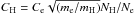 Mathematical equation: \hbox{$C_{\rm H} = C_{\rm e} \sqrt{(m_{\rm e}/m_{\rm H})} N_{\rm H}/N_{\rm e}$}