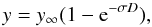 Mathematical equation: \begin{equation} y = y_\infty (1-{\rm e}^{- \sigma D}), \label{fitcre} \end{equation}