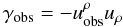 Mathematical equation: \begin{equation} \gamma_{\rm obs}=-{u^\rho_{\rm obs}u_\rho} \end{equation}
