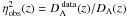 Mathematical equation: \hbox{$\eta^{2}_{\rm obs}(z) = D^{\: \rm data}_{\rm A}(z)/D_{\rm A}(z)$}
