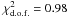 Mathematical equation: \hbox{$\chi_{\rm d.o.f.}^2 = 0.98$}