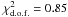 Mathematical equation: \hbox{$\chi_{\rm d.o.f.}^2 = 0.85$}