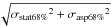 Mathematical equation: \hbox{$\sqrt{ {\sigma_{\rm stat68\%}}^2 + {\sigma_{\rm asp68\%}}^2}$}