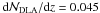Mathematical equation: \hbox{${\rm d}{\cal N_{\rm DLA}}/{\rm d}z=0.045$}