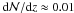 Mathematical equation: \hbox{${\rm d}{\cal N}/{\rm d}z\approx 0.01$}