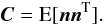 Mathematical equation: \appendix \setcounter{section}{1} \begin{equation} \label{eq:C} \Cb = {\rm E}[\nb \nb^{\rm T}]. \end{equation}