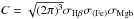 Mathematical equation: \hbox{$C= \sqrt{(2 \pi)^3} \sigma_{\rm H\beta} \sigma_{\langle {\rm Fe}\rangle} \sigma_{\rm Mgb}$}