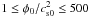 Mathematical equation: \hbox{$1\leq\phi_0/\csz^2\leq500$}