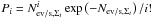 Mathematical equation: \hbox{$P_i=N_{{\rm ev/s},\Sigma_t}^i\exp\left(-N_{{\rm ev/s},\Sigma_t}\right)/i!$}
