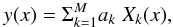 Mathematical equation: \appendix \setcounter{section}{1} \begin{equation} y(x) = \Sigma_{k=1}^M a_k\;X_k(x), \end{equation}