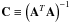 Mathematical equation: \appendix \setcounter{section}{1} \hbox{$\mathbf{C} \equiv \left(\mathbf{A}^T \mathbf{A}\right)^{-1}$}