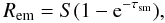 Mathematical equation: \appendix \setcounter{section}{1} \begin{equation} R_{\rm em} = S (1 - {\rm e}^{-\tau_{\rm sm}}), \end{equation}
