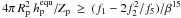 Mathematical equation: \hbox{$4\pi\,R_\mathrm{p}^2~h_\mathrm{p}^\mathrm{equ}/Z_\mathrm{p}~\geq~(f_1-2f_2^2/f_5)/\beta^{15}$}