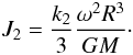 Mathematical equation: \appendix \setcounter{section}{1} \begin{eqnarray} \label{J2rot} J_2=\frac{k_2}{3}\frac{\omega^2 R^3}{G M}\cdot \end{eqnarray}