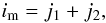 Mathematical equation: \appendix \setcounter{section}{1} \begin{equation} i_\mathrm{m}=j_1+j_2, \end{equation}