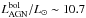Mathematical equation: \hbox{$L^{\rm bol}_{\rm AGN}/L_{\odot}\sim 10.7$}
