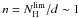 Mathematical equation: \hbox{$n=N^{\rm lim}_{\rm H}/d\sim 1$}