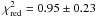 Mathematical equation: \hbox{$\chi^2_{\rm red}=0.95\pm0.23$}