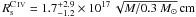 Mathematical equation: \hbox{$R^{\ion{C}{iv}}_{\rm s}= 1.7^{+2.9}_{-1.2} \times 10^{17}\, \sqrt{\avg{M}/{0.3~M_{\sun}}}\,{\rm {cm}}$}