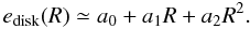 Mathematical equation: \begin{equation} e_\mathrm{disk}(R)\simeq a_0+a_1 R+a_2R^2. \label{eq:aprox-ecc} \end{equation}