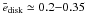 Mathematical equation: \hbox{$\bar{e}_\mathrm{disk}\simeq 0.2{-}0.35$}