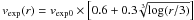Mathematical equation: \hbox{$v_{\rm exp}(r) = v_{\rm exp0}\times\left[0.6+0.3\sqrt[3]{\log(r/3)}\right]$}