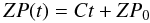 Mathematical equation: \begin{equation} \label{zp2} ZP(t) = Ct + ZP_0 \end{equation}