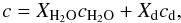 \begin{equation} c=X_{\rm H_2O} c_{\rm H_2O} + X_{\rm d} c_{\rm d}, \end{equation}