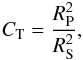 \begin{equation} \label{transmissioncontrast} C_{\rm T}=\frac{R_{\rm P}^2}{R_{\rm S}^2}, \end{equation}
