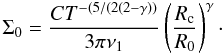 \appendix \setcounter{section}{4} \begin{equation} \label{app:6} \Sigma_0 = \frac{C T^{-(5/(2(2-\gamma))}}{3 \pi \nu_1} \left( \frac{R_{\rm c}}{R_0} \right)^\gamma \cdot \end{equation}