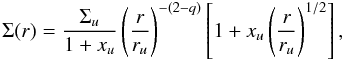 \appendix \setcounter{section}{5} \begin{equation} \label{eq:desch} \Sigma(r) = \frac{\Sigma_u}{1+x_u} \left(\frac{r}{r_u}\right)^{-(2-q)}\left[1+x_u \left(\frac{r}{r_u}\right)^{1/2}\right], \end{equation}