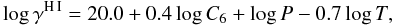 \appendix \setcounter{section}{1} \begin{equation} \log\gamma^{\mathrm{H\,I}}=20.0+0.4\log C_{6}+\log P-0.7\log T, \end{equation}