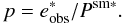 \begin{equation} p = e^*_{\rm obs}/P^{\rm sm*}. \end{equation}