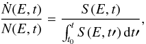 \appendix \setcounter{section}{4} \begin{eqnarray*} \frac{\dot{N}(E,t)}{N(E,t)} = \frac{S(E,t)}{\int_{t_0}^{t}{S(E,t{\prime})\,{\rm d}t{\prime}}}, \end{eqnarray*}