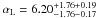 \hbox{$\alpha_{\rm L}=6.20 ^{+1.76 +0.19}_{-1.76 - 0.17}$}