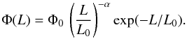 \appendix \setcounter{section}{3} \begin{equation} \Phi(L)=\Phi_0\, \left( \frac{L}{L_0}\right)^{-\alpha} \exp(-L/L_0) . \end{equation}